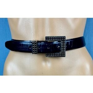 Cipriani Black Shiny Genuine Italian Calfskin Belt with‎ Square Buckle Size Sm